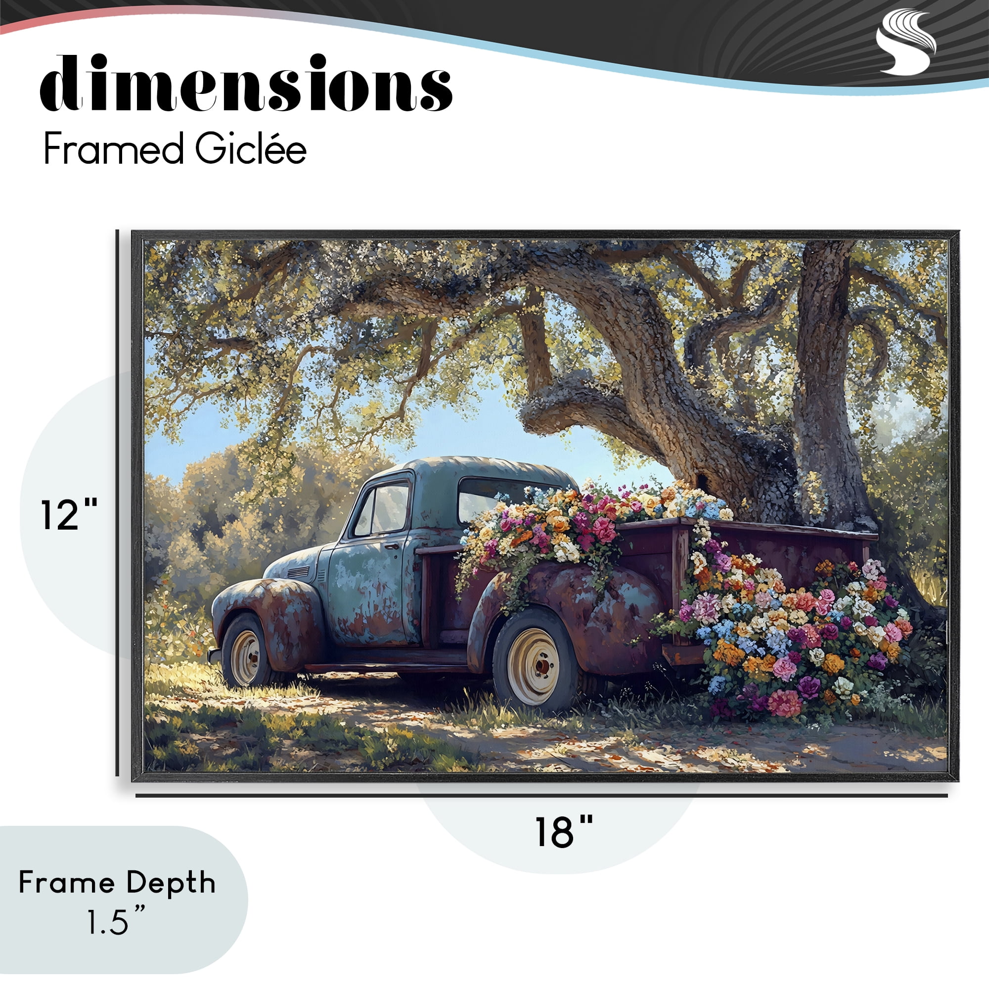 Stupell Industries Repurposed Truck Filled with Flowers Black Framed Giclee Art, design by Franklyn Gregory