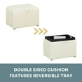 thumbnail image 3 of Convenience Concepts Designs4Comfort Accent Storage Ottoman with Reversible Tray, Ivory Faux Leather, 3 of 11