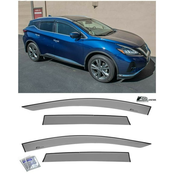 Replacement For 2015-Present Nissan Murano | EOS Visors JDM Tape-On Style SMOKE TINTED Side Vents Window Deflectors Rain Guard DWV-V198