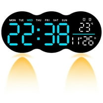 REGALWOVEN 2 Pcs LED Digital Wall Clock with Large Display and Remote Control Blue 11 Inch