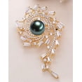 thumbnail image 3 of EOEMY Natural 10-11mm Black Pearl Crystal Flower Brooches 18Kgp For Women, 3 of 6