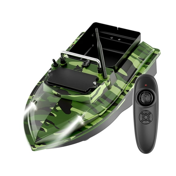 Rc Bait Boat Dual Power Long Endurance Single Compartment Automatic Driving For Making, Camouflage Green 00m Remote Control