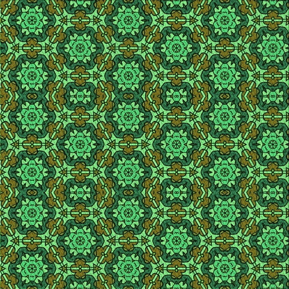 Ahgly Company Machine Washable Indoor Square Transitional Dark Forest Green Area Rugs, 4' Square