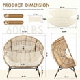 thumbnail image 6 of RADIATA Double Egg Chair for 2 Person, Oversized Wicker Loveseat with Thick Cushions, Indoor Outdoor Stationary Patio Lounge Chair for Balcony, Garden, Beige, 6 of 10