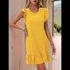 thumbnail image 5 of Vestidos de Verano para Mujer, Cuello Redondo, Corta, Dobladillo con Volantes, Informal, Minivestido Amarillo XL, 5 of 7