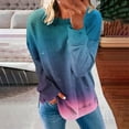 thumbnail image 2 of Ecqkame Oversized Sweatshirt for Women Crew Neck Gradient Color Sweatshirt Long Sleeve Casual Lightweight Pullover Tops B-Blue C XXL on Clearance, 2 of 5