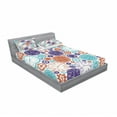 thumbnail image 3 of Ambesonne Vintage Fitted Sheet & Pillow Sham Set, Clock with Roman Digits, Twin, Blue and Dark Orange, 3 of 3