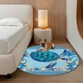 thumbnail image 2 of Coastal Turtle Round Area Rug 7Ft Washable Circle Rugs for Dorm Laundry Room, Nautical Coral Starfish Conch Seashells Non-Slip Carpet Floor Mats Indoor Outdoor Carpet Runner Aesthetic Home Decor, 2 of 8