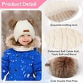 thumbnail image 3 of Kids Winter Pompom Hat Knitted Ski Beanie Hat Double Pom Beanie Cap for Girls Boys, for 1-3 Years Old, 3 of 6