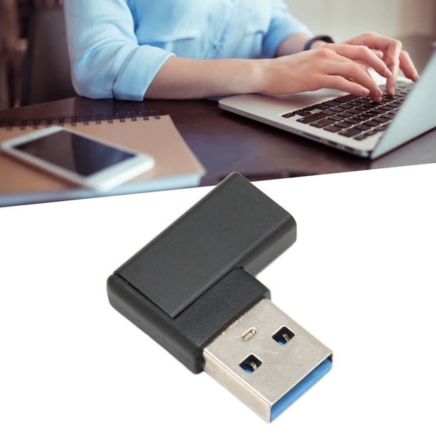 Adaptador USB A USB C De 90 Grados, Pequeño Adaptador Portátil Negro De ángulo Recto USB A USB C Plug And Play De aleación De Aluminio Para Escritorio