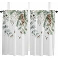 thumbnail image 2 of Christmas Pine Cone Window Short Curtains 63 Inch Length, Winter Xmas Eucalyptus Leaves Rod Pocket Window Treatment Kitchen Drapes for Bedroom, Cafe, Living Room, 2 Panels, 52 W x 63 L, 2 of 5