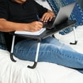 thumbnail image 3 of Mind Reader Foldable Bed Tray, Lap Desk with Fold-Up Legs, Freestanding Portable Table for Laptop, Tablet, Reading, Black, 3 of 9