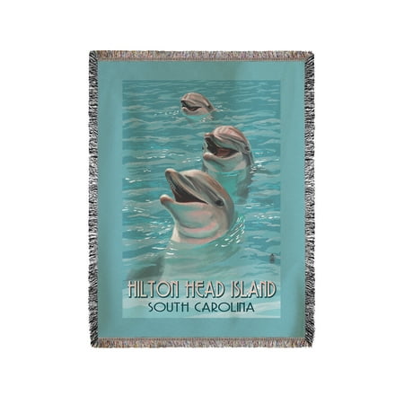 Hilton Head Island, South Carolina - Dolphins - Lantern Press Poster (60x80 Woven Chenille Yarn (Best Place To See Dolphins In Hilton Head)