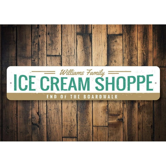 Ice Cream Shoppe Novelty Sign, Metal Wall Decor - 4x18 inches