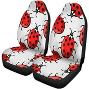ZHANZZK Set of 2 Car Seat Covers Cute Ladybug on Ladybird Red Beetles Seven Dots His Universal Auto Front Seats Protector Fits for Car,SUV Sedan,Truck