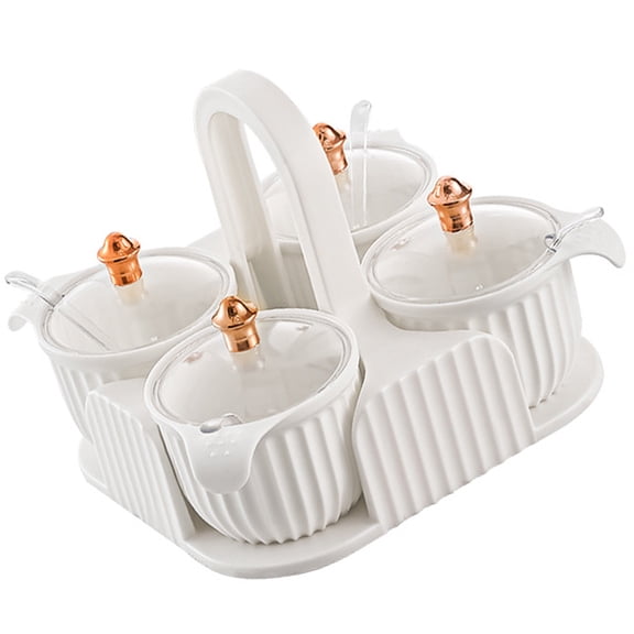 Portable Seasoning Bottle Spice Organizer Container Condiment Ceramics Sugar Sauce Dip Bowl