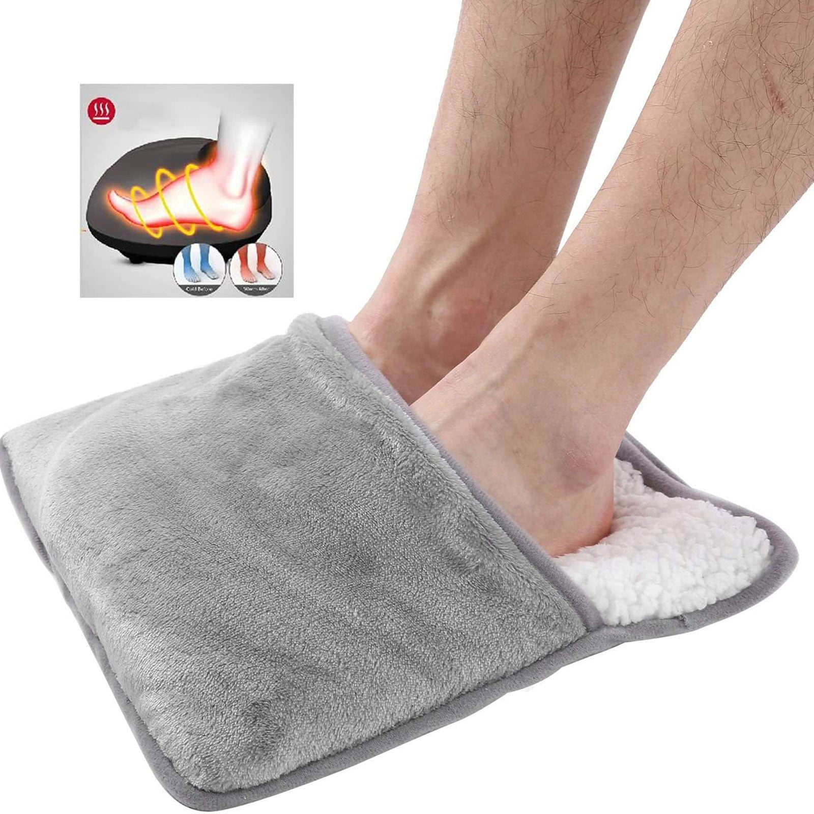 Split Electric Foot Warmer,Quick Heating Pad for Feet，Universal Size Heated  Slippers for Men Women,Soft Heated Boots,Feet Warmer with Removable