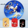 thumbnail image 2 of Fondo redondo de Sonic the Hedgehog para decoración de fiestas de cumpleaños de niños, cubiertas cilíndricas de tela, fondo para fotografía, 2 of 5
