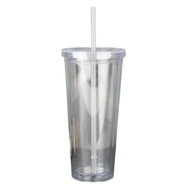 Dsscvnef Double Gobelets en Plastique à Paroi avec Couvercles et / Grand Gobelet de Voyage Classique Transparent Réutilisable