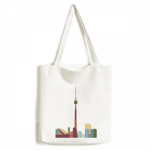 Canada Landmark and City Watercolor Tote Canvas Bag Shopping Satchel Casual Handbag