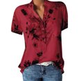 thumbnail image 2 of Camisas Estampadas Camisa informal de primavera y verano Blusa de oficina elegante Tallas grandes simples (Rojo S) Cgtredaw Para estrenar, 2 of 4