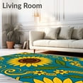 thumbnail image 2 of ODIKA 5'x7' Machine Washable Non-Slip Area Rug, Sunburst Floral Hook With Radiant Petal Motifs High Traffic Rug with Pad, Blue, 640397, 2 of 8