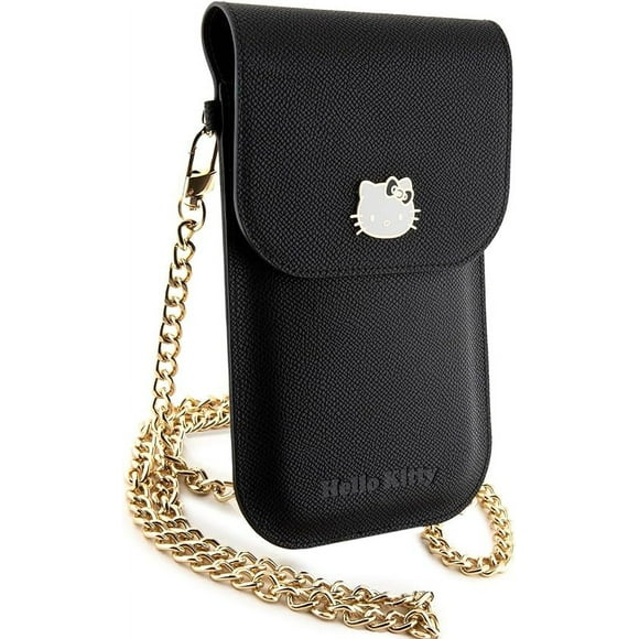 Wallet Hello Kitty Logo y Cadena Metálica Universal Negra
