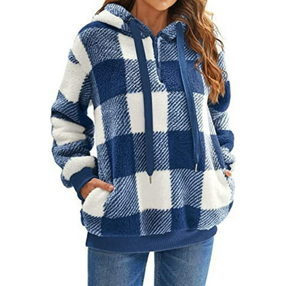 Christmas Womens Sherpa Pullover Fuzzy Fleece Oversized Warm Pullover Hoodies with Pockets Shermie