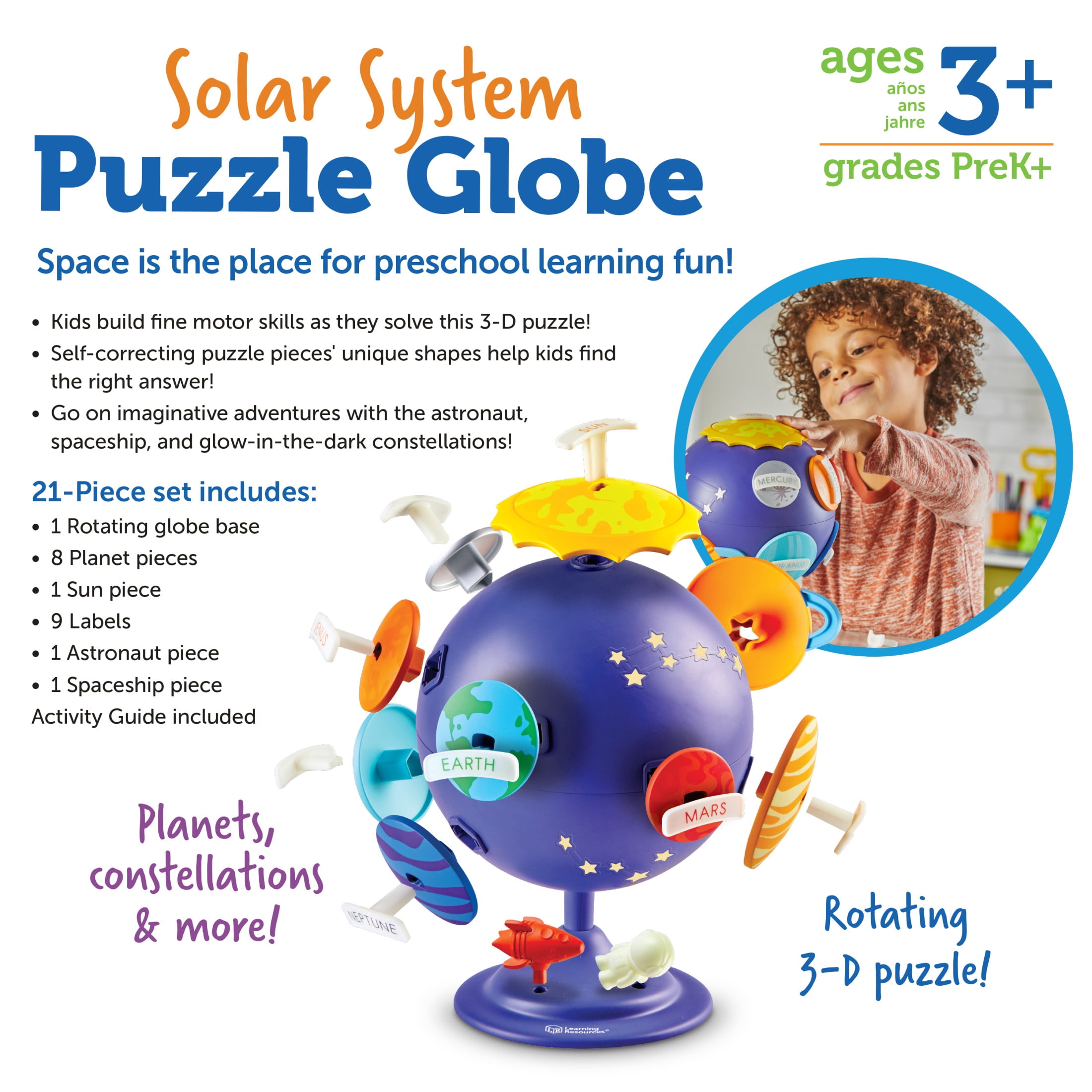 Learning Resources Solar System Puzzle Globe, Space Toys for Toddlers, Age 3+