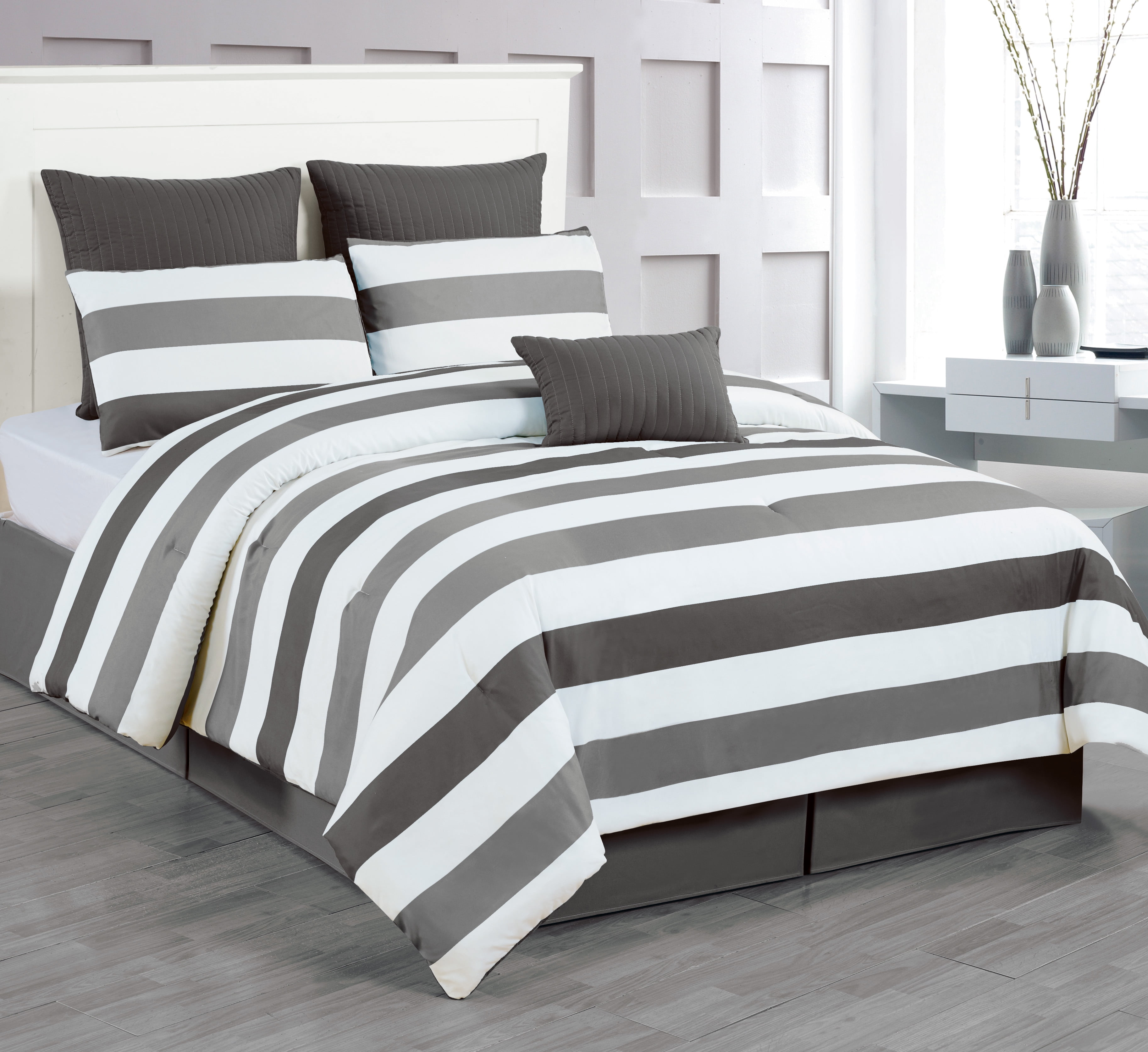 Darby Striped 7 Piece Comforter Set