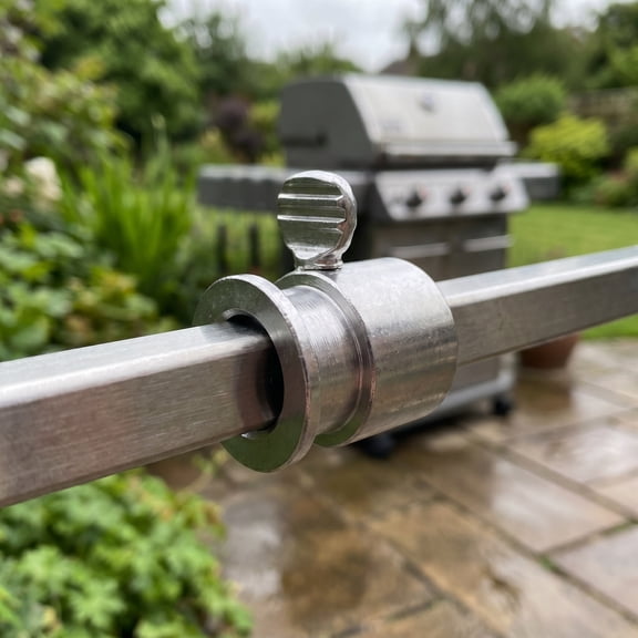 BESTYASH Silver Iron Rotisserie Spit Rod Holder for Bbq Grilling Accessory