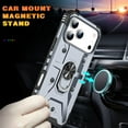 thumbnail image 3 of TECH CIRCLE for iPhone 14 Rugged Shockproof Phone Case with Rotating Finger Ring Holder Kickstand, Compatible with Magnetic Car Mount, Slim Fit Lightweight Protective Hard Shell Cover, Gray, 3 of 8