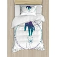 thumbnail image 1 of Geometric Duvet Cover Set Twin Size, Geometric Illustration with Mystical Messages and Two Hands Reaching, Decorative 2 Piece Bedding Set with 1 Pillow Sham, Blue Violet and Teal, by Ambesonne, 1 of 3