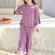 thumbnail image 2 of Odeerbi 2-8 Años Niñas Pijama de Verano de Algodón Lechuga Trim Tops Manga Larga Pantalones Conjunto Suave Sleepwear Dos Piezas Pijama Set, 2 of 7