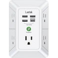 thumbnail image 2 of Cargador de pared USB, protector contra sobretensiones LVETEK, extensor de 5 tomacorrientes con 4 puertos USB (1 toma USB C), tira de alimentación de 3 lados 1680J, tomas múltiples, adaptador de pared, 2 of 3