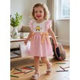thumbnail image 6 of Cjfdfy Toddler Baby Girl Back to School Dress Kindergarten Outfits Baby Girls First Day of School Outfit 2 3 4 5 6 7 Years Apple School Bus Embroidered Bows Flying Sleeve Plaid Summer Fall Dress, 6 of 9
