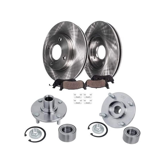 Front Brake Pad and Rotor and Wheel Hub Kit - Compatible with 2008 - 2011 Ford Focus 2009 2010