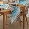 thumbnail image 2 of Table Runner Dresser Scarves 60 Inch Long, Abstrict Geometric Wave Line Stripe Linen Dining Table Runners Gradient Teal White Brown Tabletop Scarf for Wedding Holiday Party Kitchen, 2 of 7