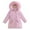 B-1301Pink, variant on MEZZALL Girl Winter Coats Heavyweight Hooded Jacket Long Sleeve Kid Snow Outwear Solid Color Holiday Child Clothes