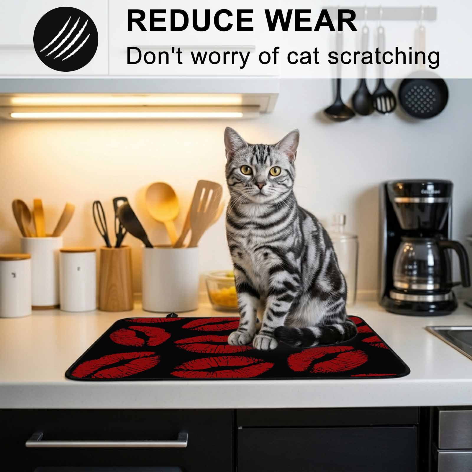 Red Lips Stove Top Cover for Electric Stove, Heat-proof & Non Slip Glass Top Stove Cover Protector, Modern Abstract Romantic Texture Aesthetic Kitchen Flat Cooktop Rubber Mat 24x21 Inches