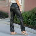 thumbnail image 5 of KALE Leather Pants for Women Faux High Rise Straight Leg Vegan Business Pant Trousers High Waisted Trousers Black, 5 of 9