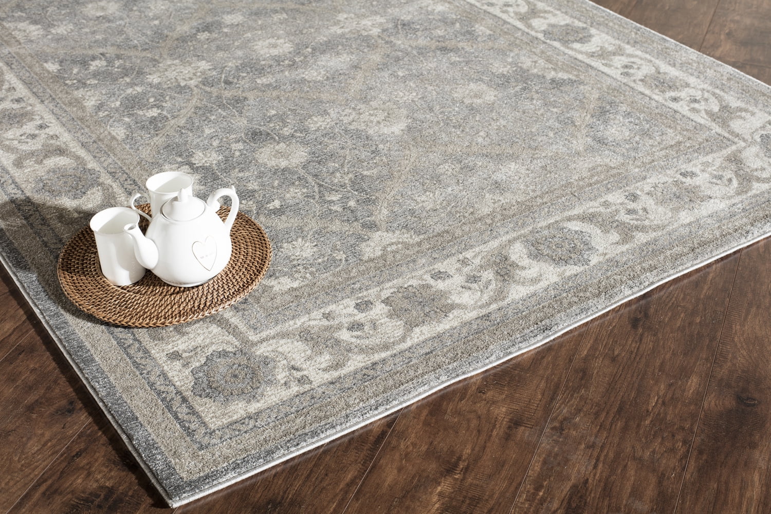 Rugs America Estelle Collection grey Ivory ET100A Transitional Oriental Area Rug 5'3" x 7'6"