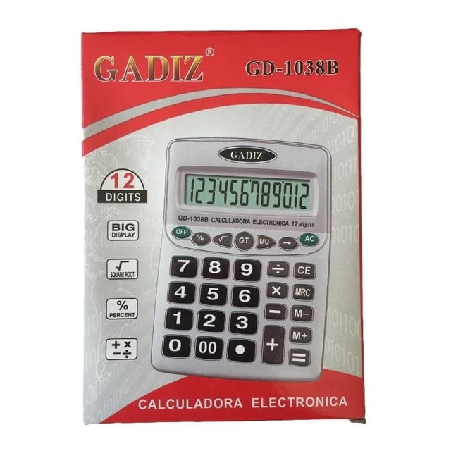Calculadora 12 Digitos Grandes para Oficina o Negocio Gadiz Calculadora Gadiz GD1038B