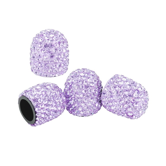 Unique Bargains 4PCS Purple Valve Stem Caps Faux Car Tire Valve Caps Chrome Dustproof