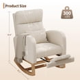 thumbnail image 3 of Rocking Chair, Modern Glider Chair, Recliner Armchair with Wood Legs and Side Pocket, Nursery Rocking Accent Chair with High Back for Living Room Bedroom, 3 of 8