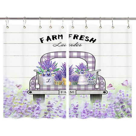 Joyweirustic Farmhouse Kitchen Curtains, Kitchen Curtains With Purple Flowers