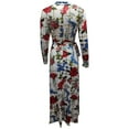 thumbnail image 4 of DPTALR Manches Longues Femmes O Bandage Imprimé Col Boutonné Robe Longue Décontractée, 4 of 7