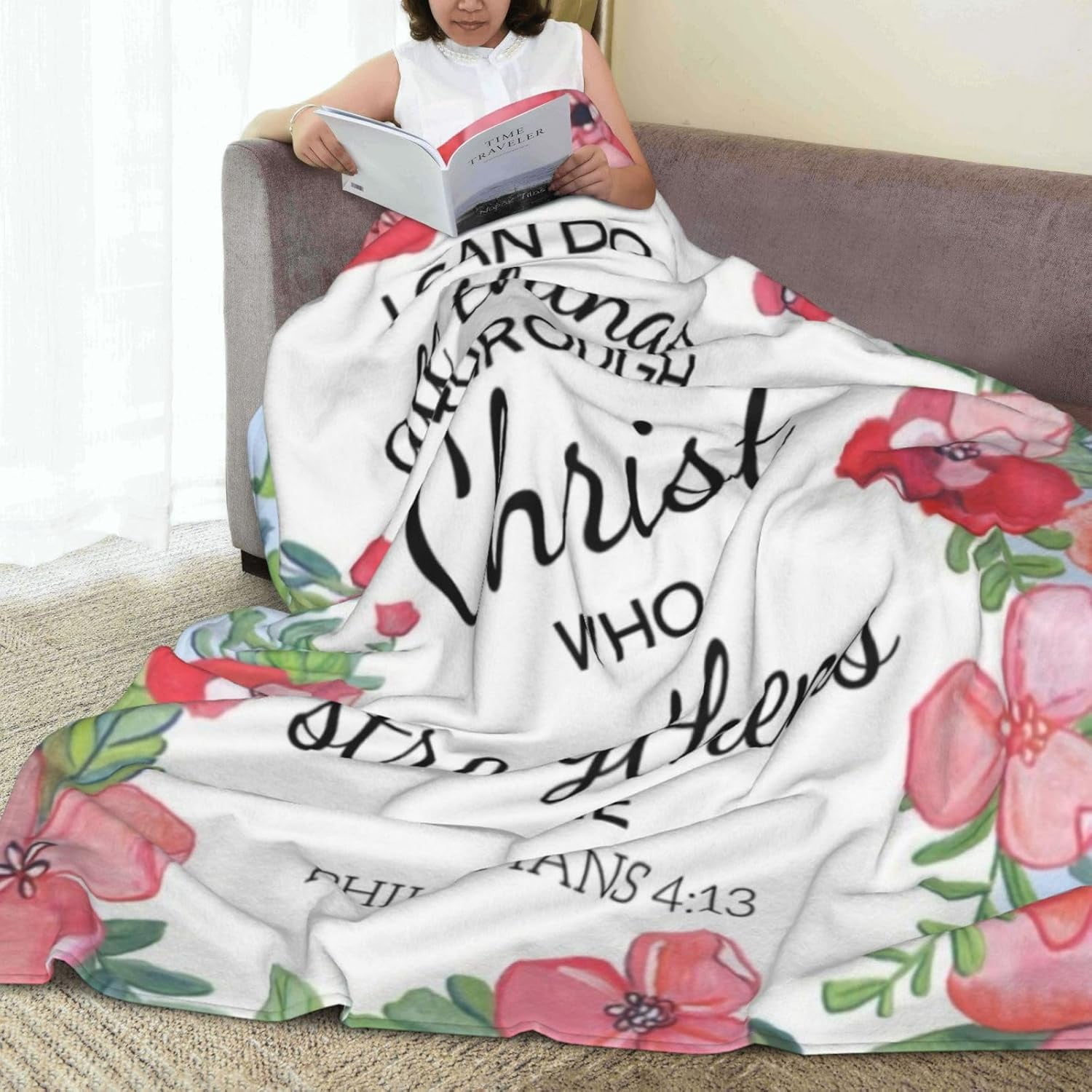 Christian Gifts for Women Inspirational Bible Verse Blanket Religious Scripture Prayer Faith Throw Blanket Soft Flannel Healing Blanket 60"X80" inches