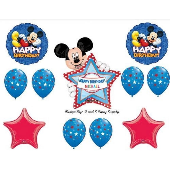 Red Mickey Mouse PERSonALIZED Happy Birthday Party Balloons Decorations Supplies Clubhouse by Anagram
