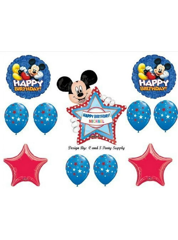 Red Mickey Mouse PERSonALIZED Happy Birthday Party Balloons Decorations Supplies Clubhouse by Anagram